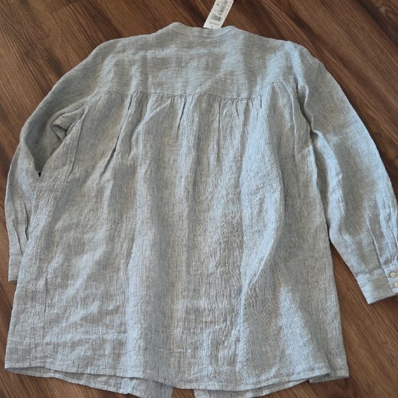 Eileen Fisher Linen Light Gray Striped Set Size Large - Picture 11 of 14